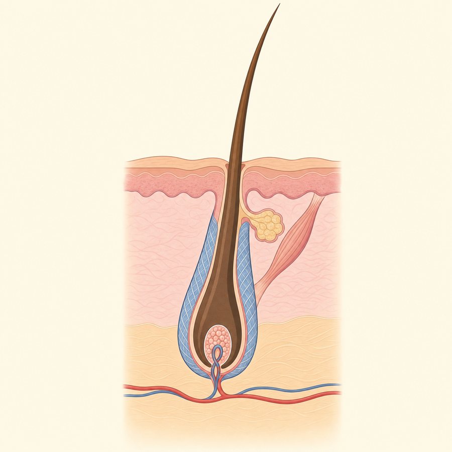 Where collagen actually sits in a hair follicle